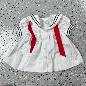 White Sailor Dress with Red and Navy Accents